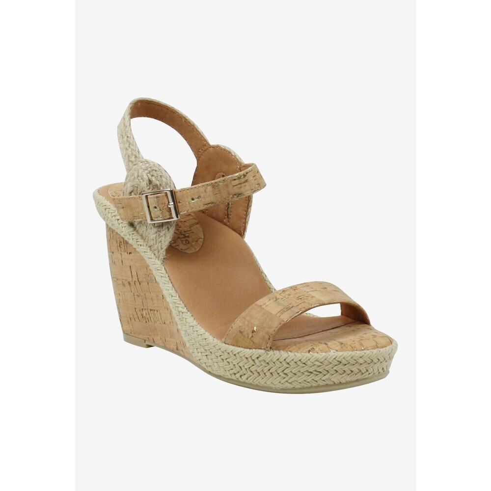 L'Amour Des Pieds Iditri Sandals Women's 10 Brown Wedge Heel Espadrille ZAP1031